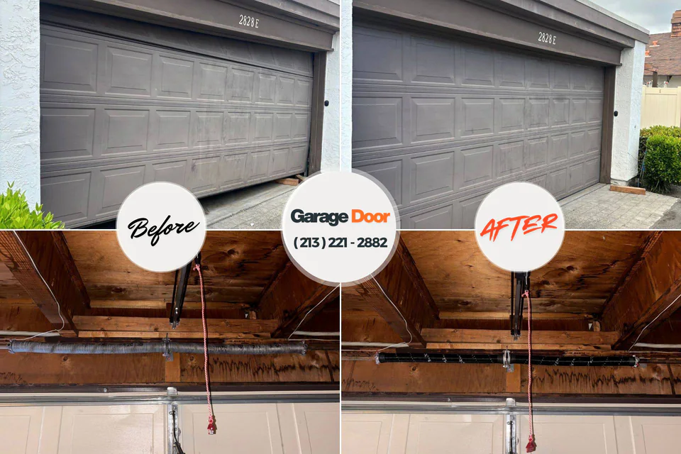 Before and after: garage door repair Fraser, MI